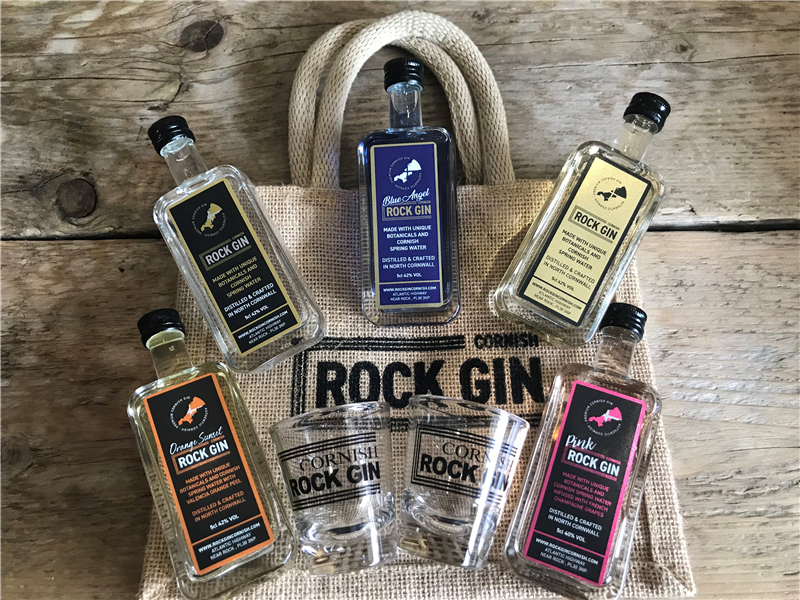Cornish Rock Gin Collection and Small Jute Bag